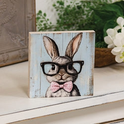 Bunny In Black Specs Block - 5" Sq.