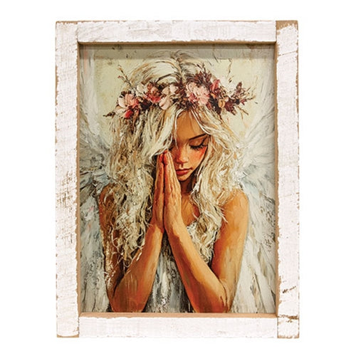 Angel Praying Distressed Frame - 13.75" x 17.75"