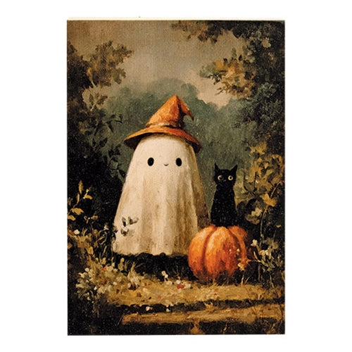 Ghost Witch & Kitten Block - 5.5"x8"