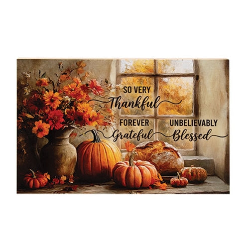 So Very Thankful Pumpkin Window Block Sign - 11"x7"