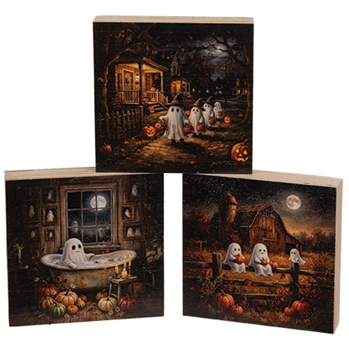 Spooky Friends Night Out Block - 3" Sq. - 3 Asstd.