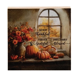 Fall Blessings Block - 3" Sq. - 3 Asstd.
