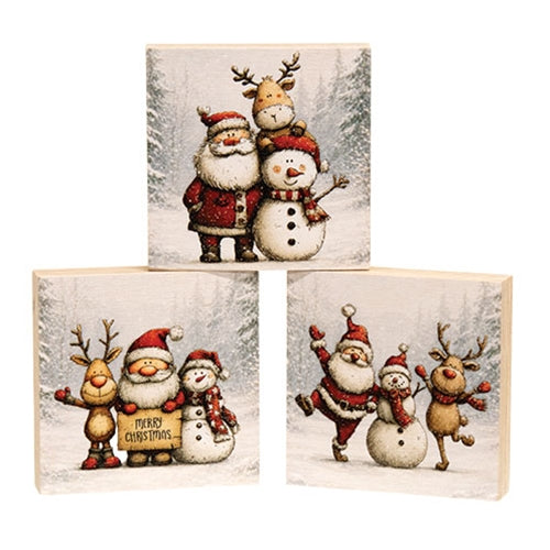 Woodland Santa & Friends Block - 3" Sq. - 3 Asstd.