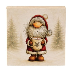 Snowy Hot Cocoa Santa Gnome Block - 3" Sq. - 3 Asstd.