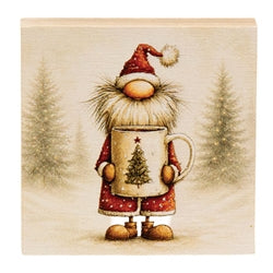Snowy Hot Cocoa Santa Gnome Block - 3" Sq. - 3 Asstd.
