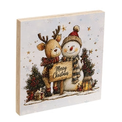 Merry Christmas Snowman & Reindeer Friend Block - 6" Sq.