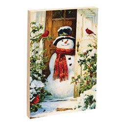 Front Porch Snowman & Cardinals Block - 5.5"x8"