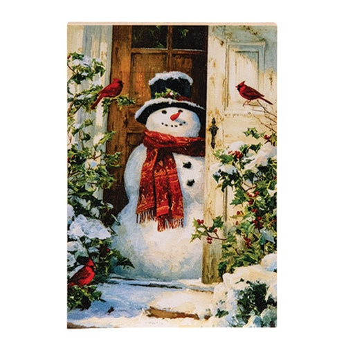 Front Porch Snowman & Cardinals Block - 5.5"x8"