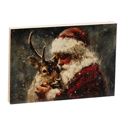 Santa & His Reindeer Block - 8" x 5.5"