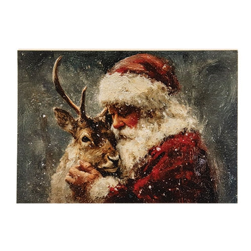 Santa & His Reindeer Block - 8" x 5.5"