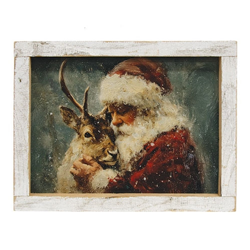 Santa & His Reindeer Framed Print - 17.75"x13.75"