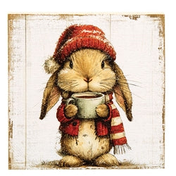 Hot Cocoa Bunny or Mouse Block - 5" Sq. - 2 Asstd.