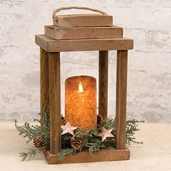 Natural Wood Open Air Lantern - 12.5
