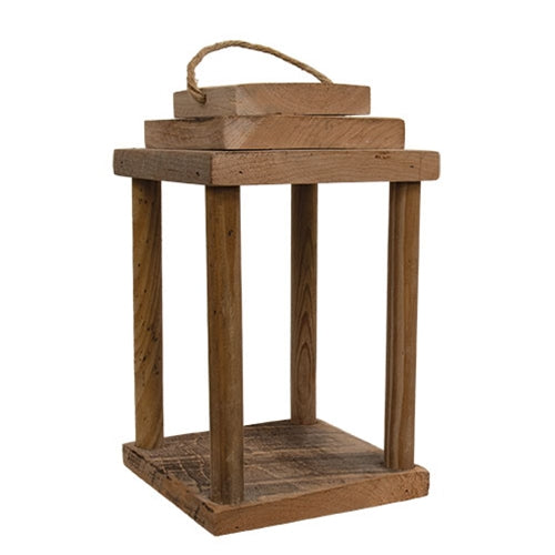 Natural Wood Open Air Lantern - 12.5"H