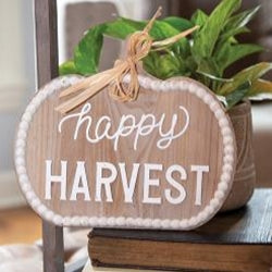 *Happy Harvest Beaded Wood Pumpkin