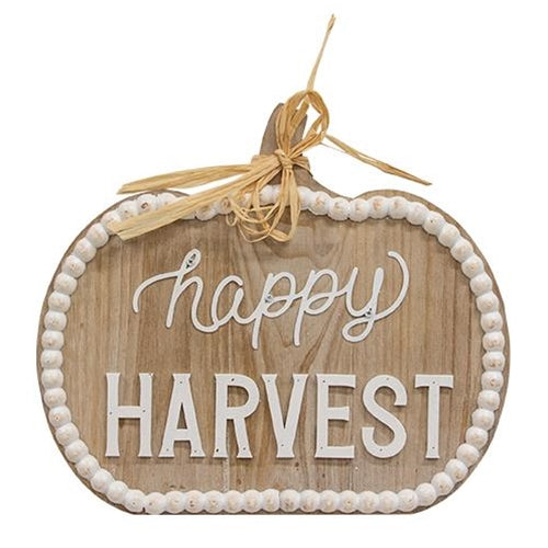 *Happy Harvest Beaded Wood Pumpkin