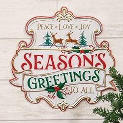 Distressed Metal Season's Greetings to All Metal Sign
