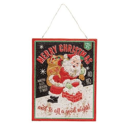 Metal Retro And To All A Good Night Santa Sign
