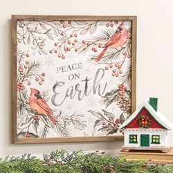 Peace on Earth Woodland Cardinals Dimensional Frame