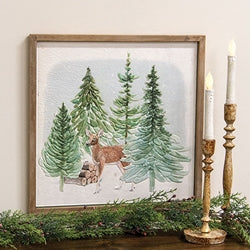 Snowy Woodland Deer Dimensional Frame