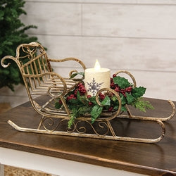 Distressed Gold Finish Scrolled Sleigh