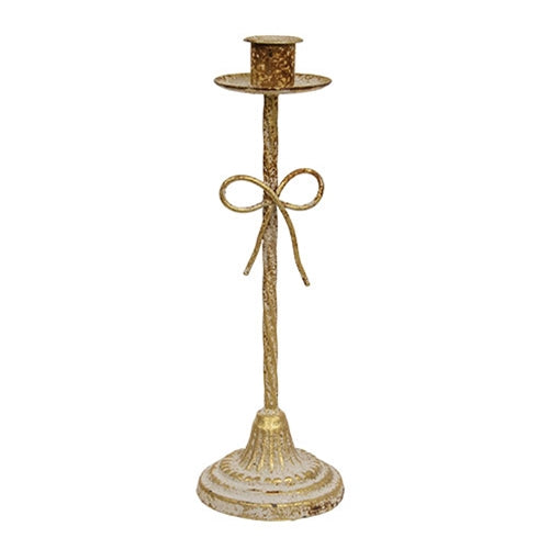 Distressed Metal Bow Taper Holder - 10"H