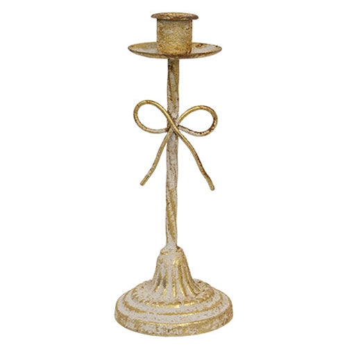 Distressed Metal Bow Taper Holder - 8.25"H