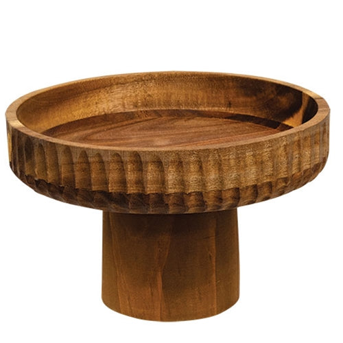 Carved Wooden Candle Pedestal - 7.75" x 5"