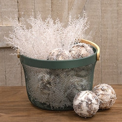 Green Round Mesh Metal Basket