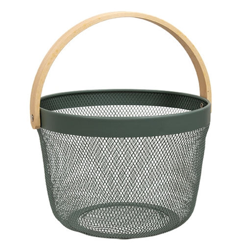 Green Round Mesh Metal Basket
