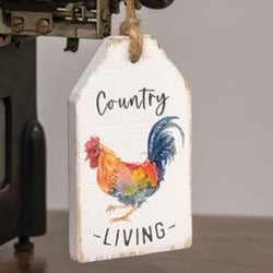 Country Living Rooster Wood Tag