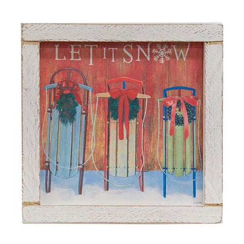 Let It Snow Sleds Wood Sign