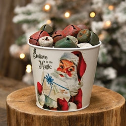 Believe in the Magic Santa White Metal Bucket
