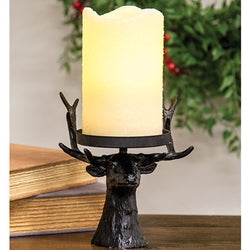 Black Metal Reindeer Pillar Candle Holder