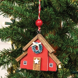 Wooden Christmas Barn Ornament