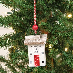 Wooden Comfort & Joy House Ornament