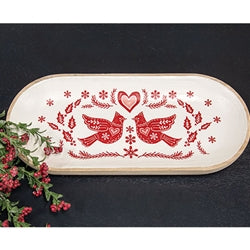 Yuletide Cardinal Oval Wooden Tray
