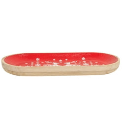 Yuletide Reindeer Oval Wooden Tray