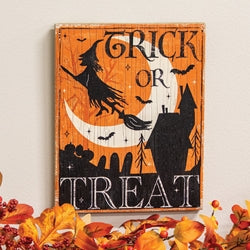 Weathered Wood Trick or Treat Witch Sign