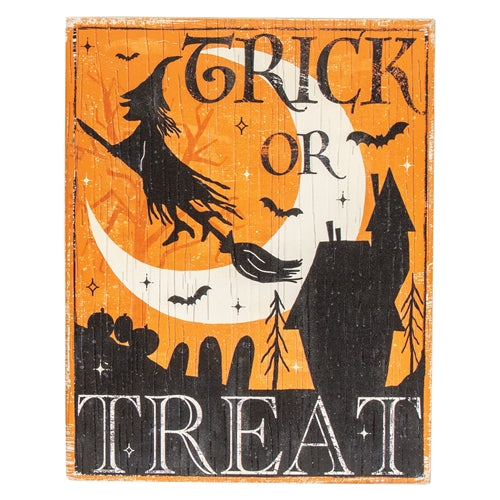 Weathered Wood Trick or Treat Witch Sign