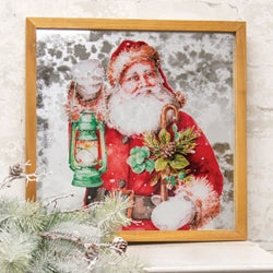 Santa with Lantern Mirror Framed Print