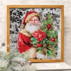 Santa with Christmas Tree Mirror Framed Print