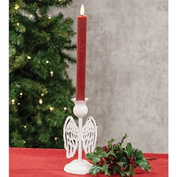 Distressed Metal Angel Wing Taper Holder - 7"H