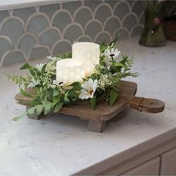 Rectangular Natural Wood Riser w/Jute Wrap Handle