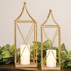 2/Set - Distressed Golden Metal Open Air Lanterns