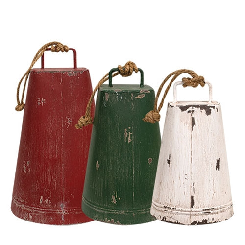 3/Set - Distressed Metal Jumbo Cow Bells