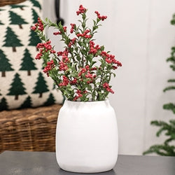 White Ceramic Wide Vase - 6.5"H