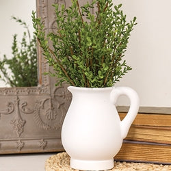 White Ceramic Pitcher - 6"H
