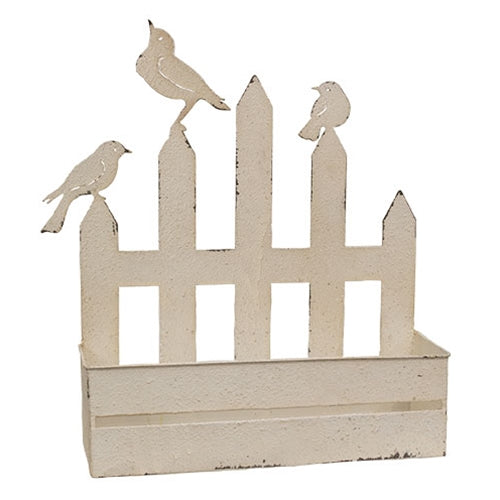 Metal Fence with Birds Planter