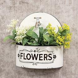 Distressed White Spigot Wall Planter